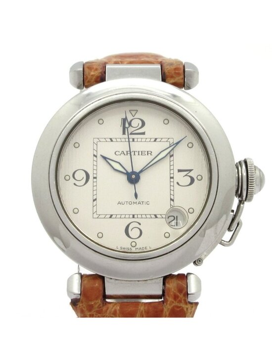 Cartier Accessories - Cartier Watch Pasha C Small Date Boy's SS Tapestry Dial Croco Ivory